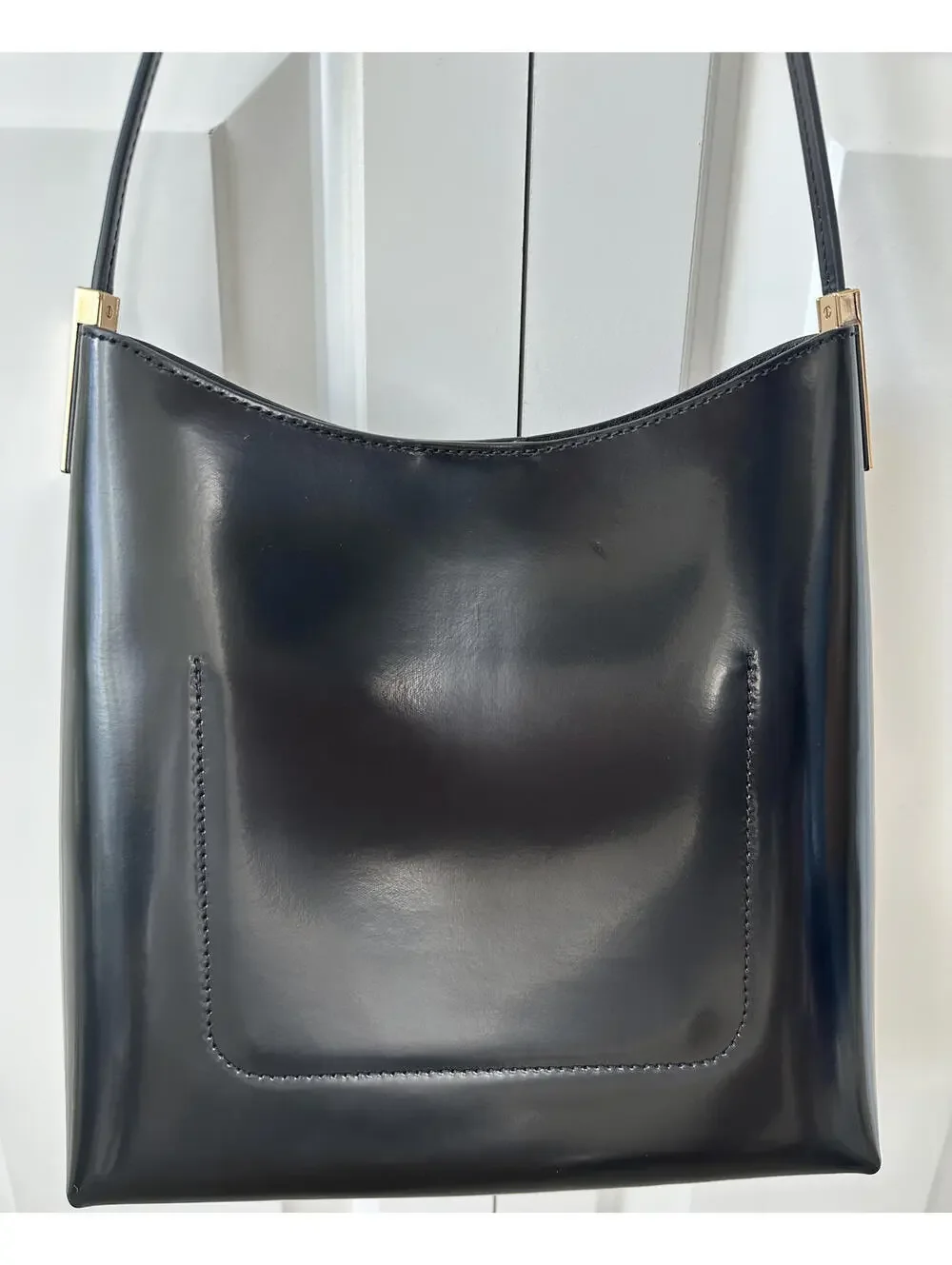 Tory Burch Robinson Spazzolato Leather Hobo Bag Black